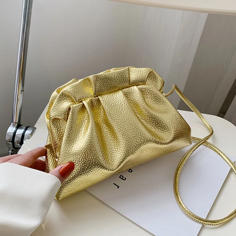 

New Fashion Candy Colors Pumping Women's Bags 2021 Spring Summer Simplicity Shoulder Solid Color Crossbody Bag, Red, blue, black, gold, silver, pink