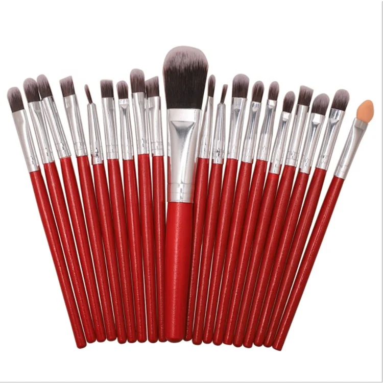 

BEAU FLY Private Label 20pcs Makeup Brush Set Eye Brush Foundation Wood Handle Cosmetic Brushes, Black, pink, gold, blue, red, coffee