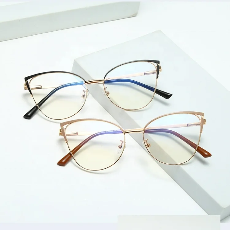 

Customized Logo Luxury Optical Frames Glasses 2024 Metal Designer Myopia Metal Cat Eyewear Glasses