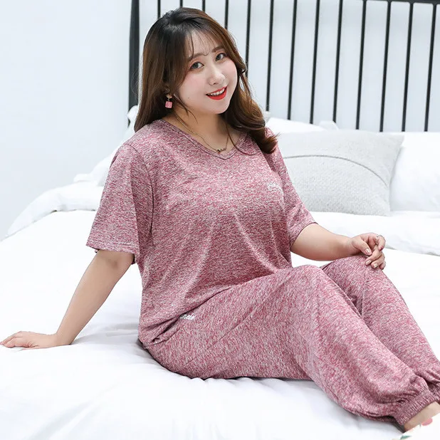 

Oversize Wholesale Pajamas for Women Long Sleeve Sleepwear Soft Loungewear XL-XXXL Two Piece Pajama Set Free Shipping, Picture