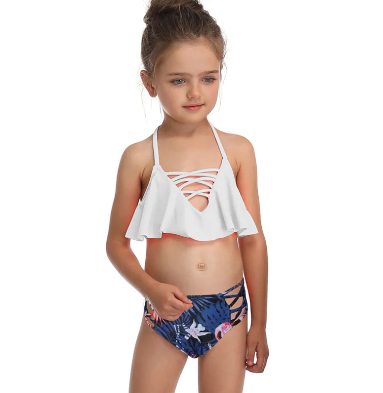 

Cheap halter kids brazilian bikini for kids, Pink, green