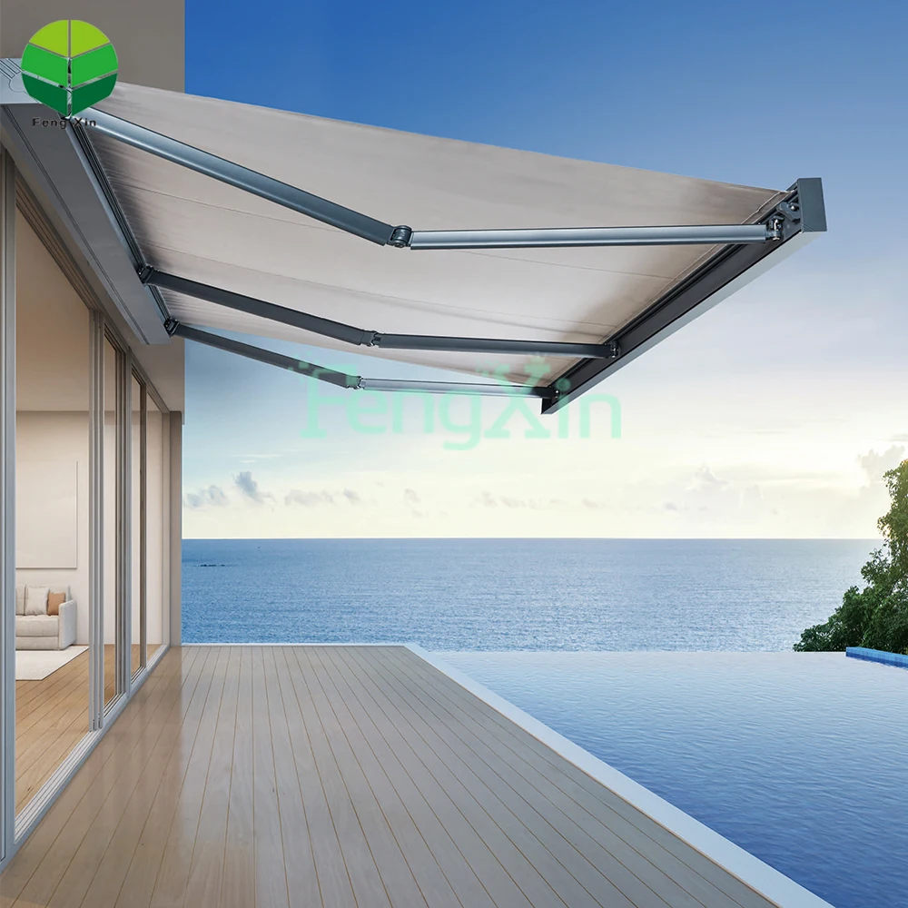 

Fengxin Outdoor full cassette portable motorized aluminium waterproof retractable awnings for balcony, Diferent colors are available