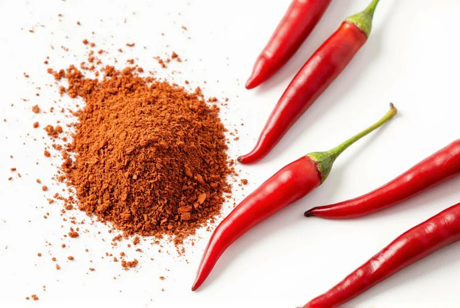 Red chili flakes in a ceramic bowl