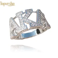 

Topvesko Top Quality 925 silver Cubic zirconia custom LOGO AKA Sorority Ring with Jewelry box gift pack