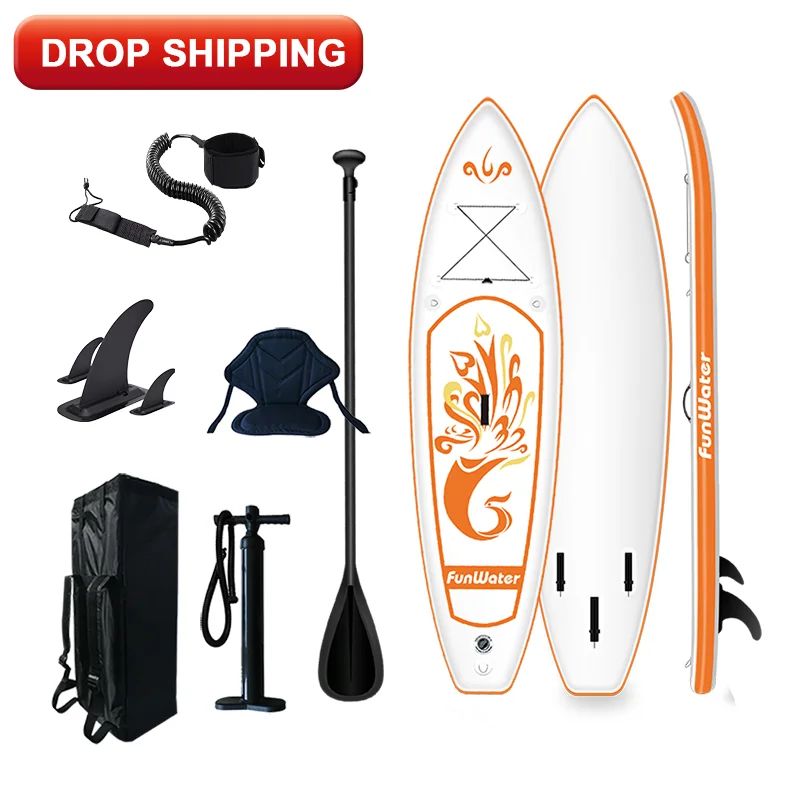 

FUNWATER drop shipping sup paddle board standup paddle board family sup fiberglass reinforce surfboard surf life saving board, White