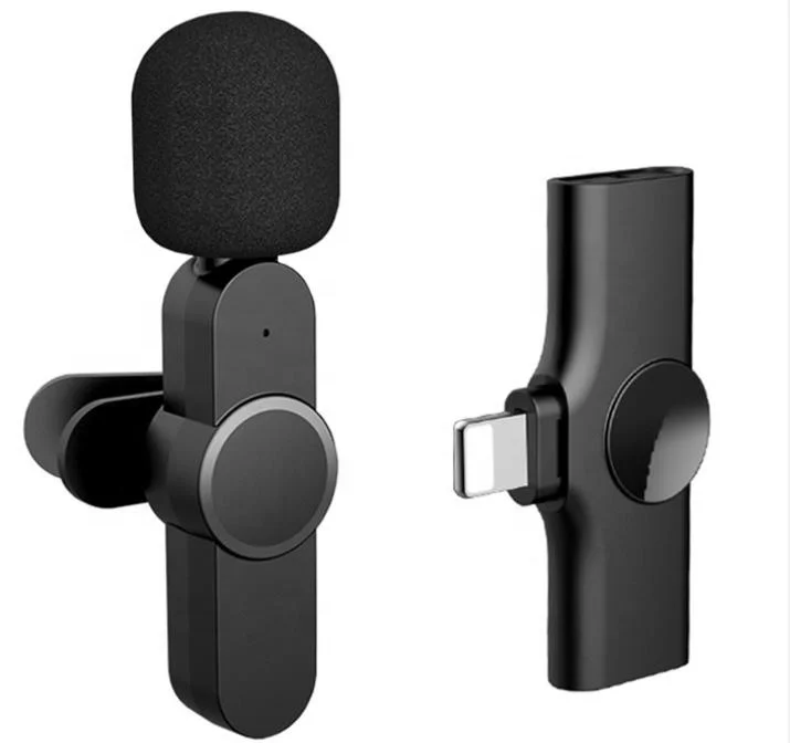 

2021 Trending Product K8 Live Streaming Clip On Microphone Type C With Charrging Mini Wireless Lapel Collar Microphone, Black