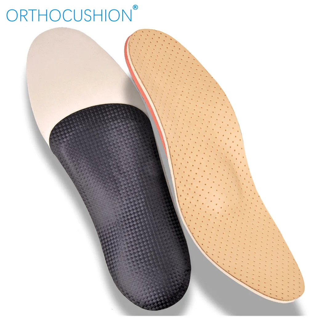 

ORTHOCUSHION P4 Breathable leather arch support pad flat feet footcare heat moldable insoles orthotics, Black