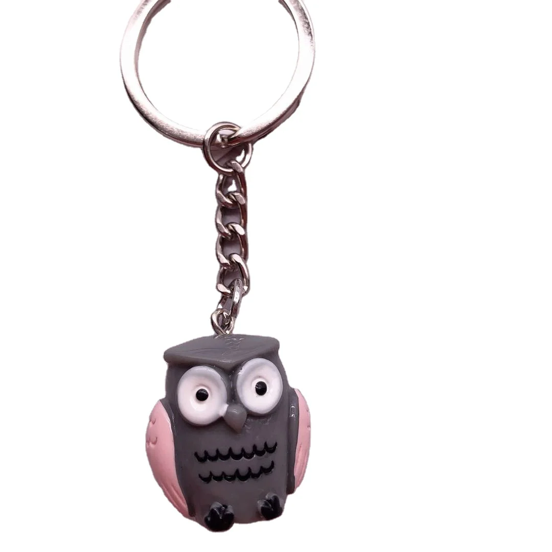 

Free shipping custome logo New Creative resin owl key ring key ring car bag pendant accessories promotional gifts