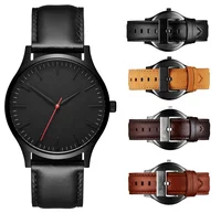 

Hot Selling Vogue No Logo Small OEM Low Price Men Watch Watches Leather Wristwatches