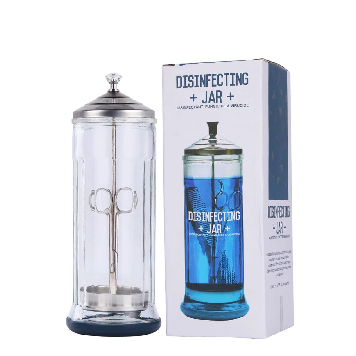 

Professional Glass Disinfecting Jar Sterilizer Jar for Salons and Barber Shop