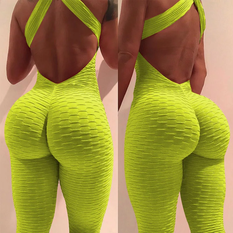 

Custom Women Bodysuit Yoga Sport Fitness Clothing Women's One-Piece Sports Suit Workout Gym Fitness Jumpsuit Pants Sexy Yoga Se