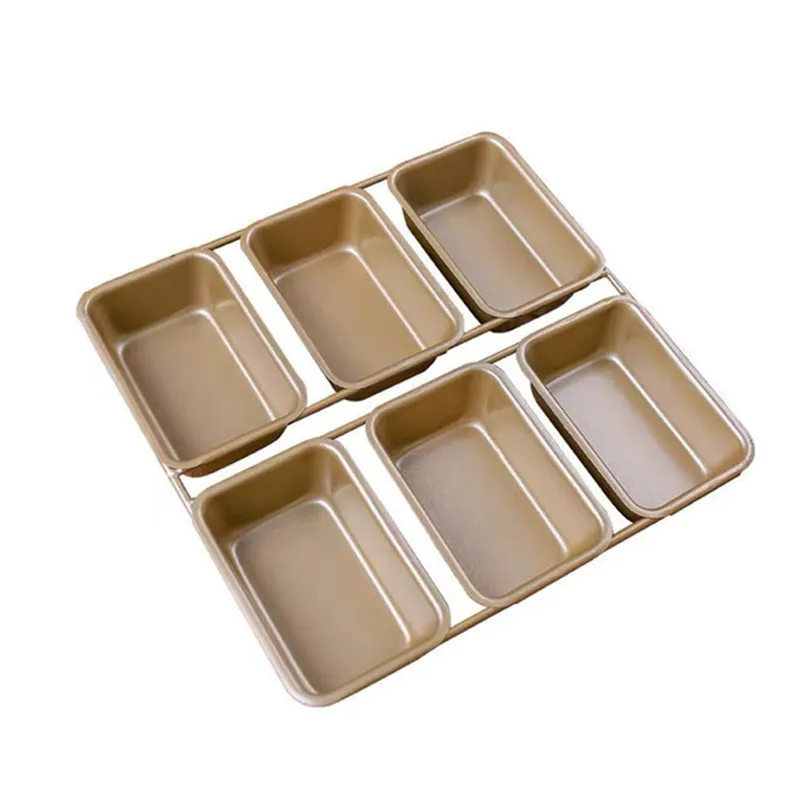 

Non Stick Linked Mini Loaf Pan/Tray Carbon Steel Mini Bread Loaf Tins 6 Cavity Small Banana Bread Loafs Trays Baking Square, Champagne gold
