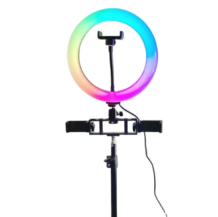 

2020 RGB Colorful LED Ring Light 10Inch 160CM Stand Rainbow Ringlight USB With tripod 16 Light Colors For camera Live Broadcast