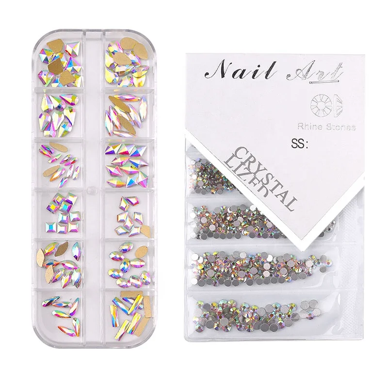 

Wholesale sales of high quality AB Rhinestone Kit Glass Nail Box Art Crystal Rhinestones nails salon professional products