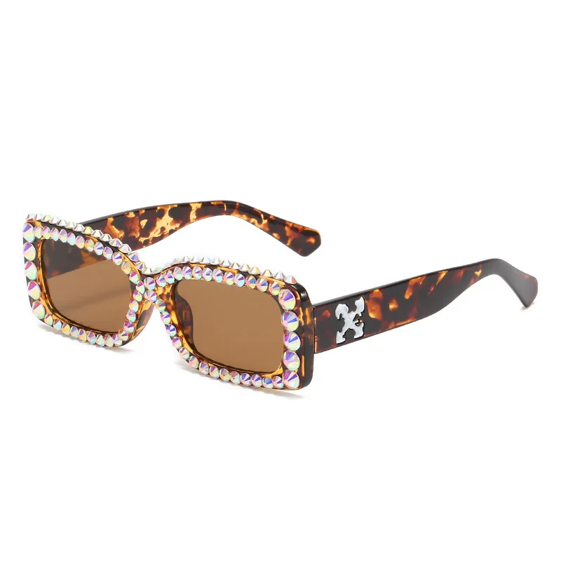 

Newest 2021 american popular women fashion small square rhinestones best selling womens sunglasses