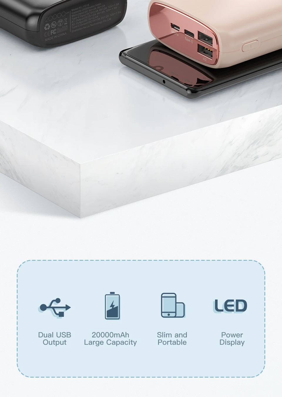 Kuulaa Best Powerbank 20000mah Mobile Charger Power Bank 20000 mah Fast Charging Power Banks 20000Mah - ANKUX.COM