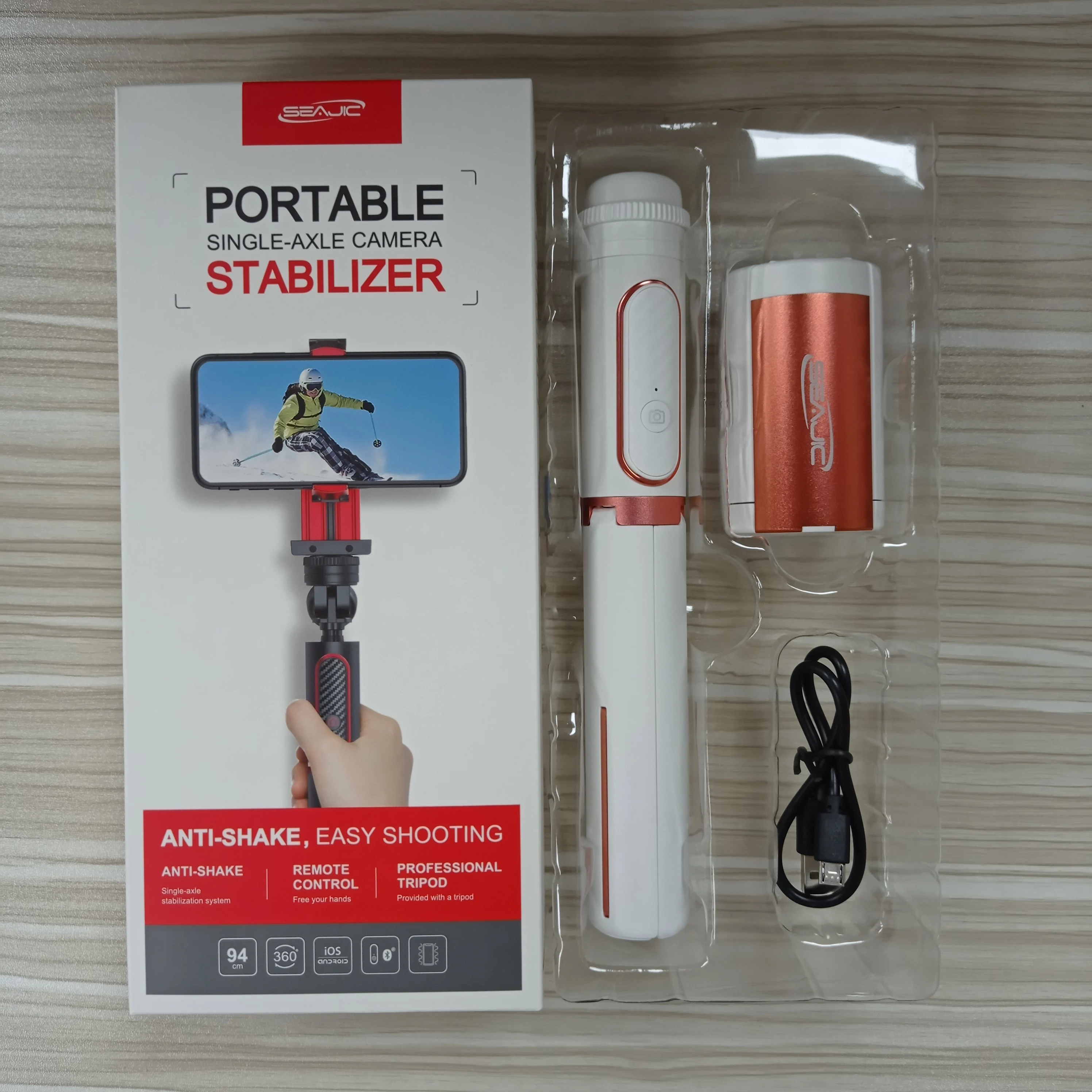 

Hot Selling 1 Axis Handheld Gimbal Phone Stabilizers 302 For IOS Android Smartp Selfie Stick Smartphone tripods, Black white