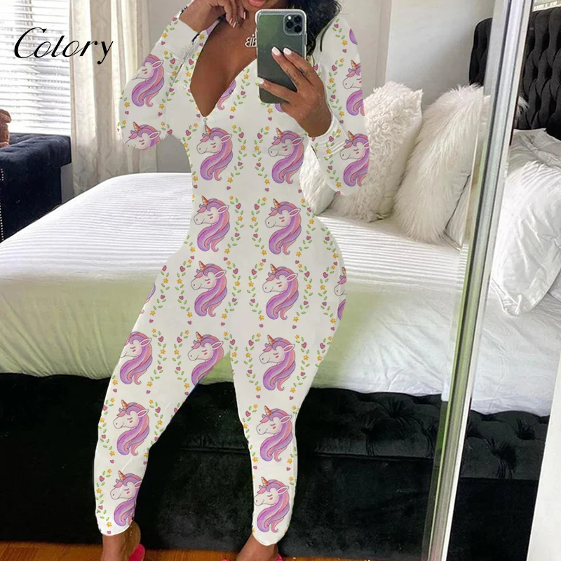 

Colory Designer Onesie Long Pants Cartoon Bodysuits For Women Adult Onsie Pajama With Butt Flap, Picture shows