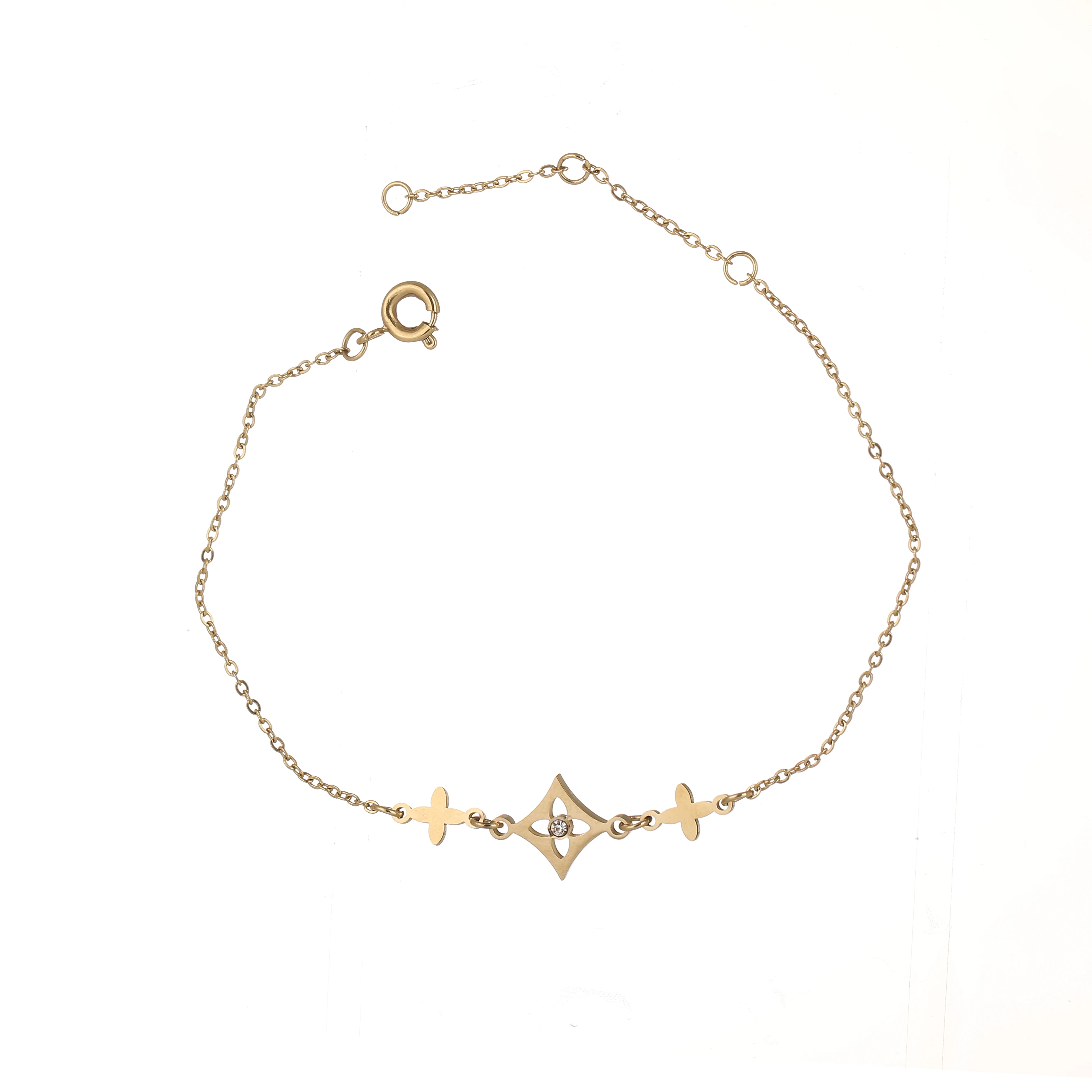 

High Quality Non Tarnish Fashion Design Gold Plated Flower Shape Zircon Bracelet