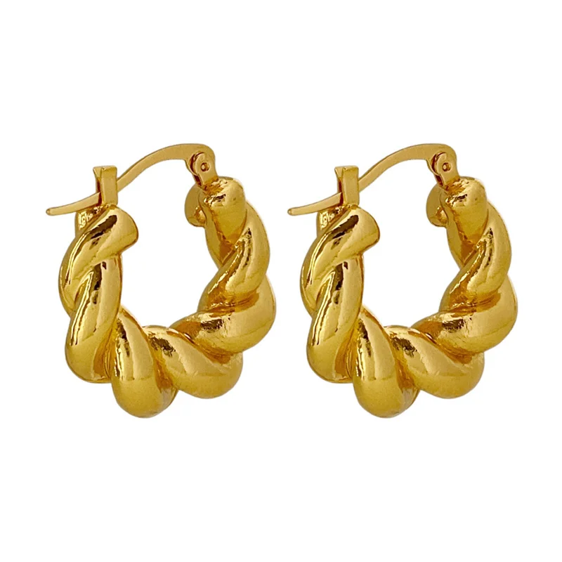 

Exaggerated Twist Rope Gold Statement Earrings 18K Real Gold Silver Plated Twisted Rope Hip Hop Earrings Women Jewelry 2022