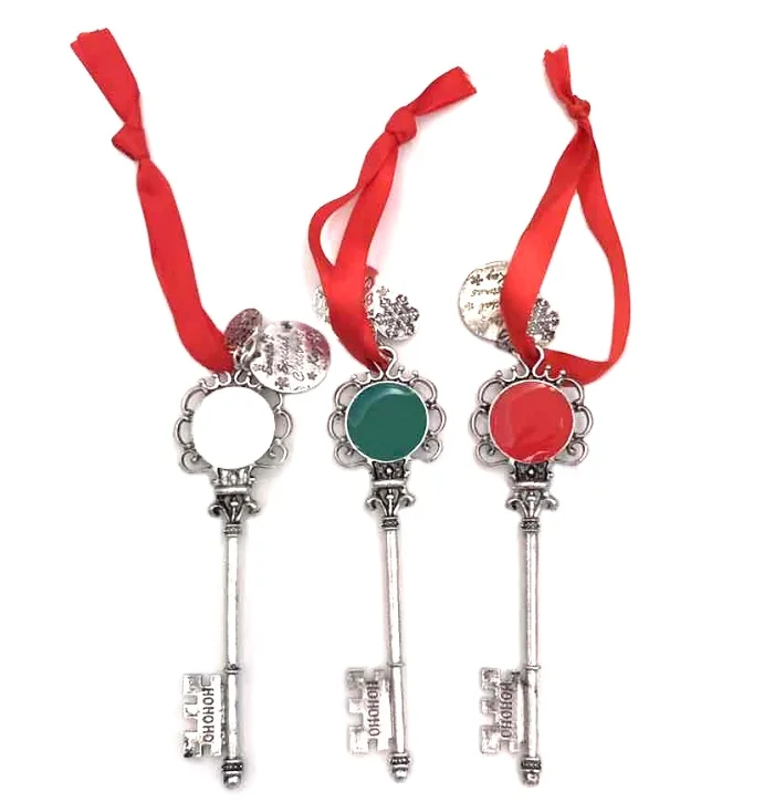 

Individuality Magic Monogrammed Christmas Santa Key Christmas decoration gift key with red ribbon, Red, green, white