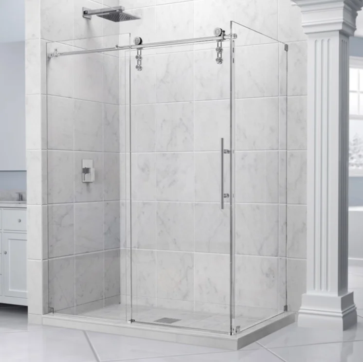 Tempered stainless steel frame stopper sliding glass shower door, View ...