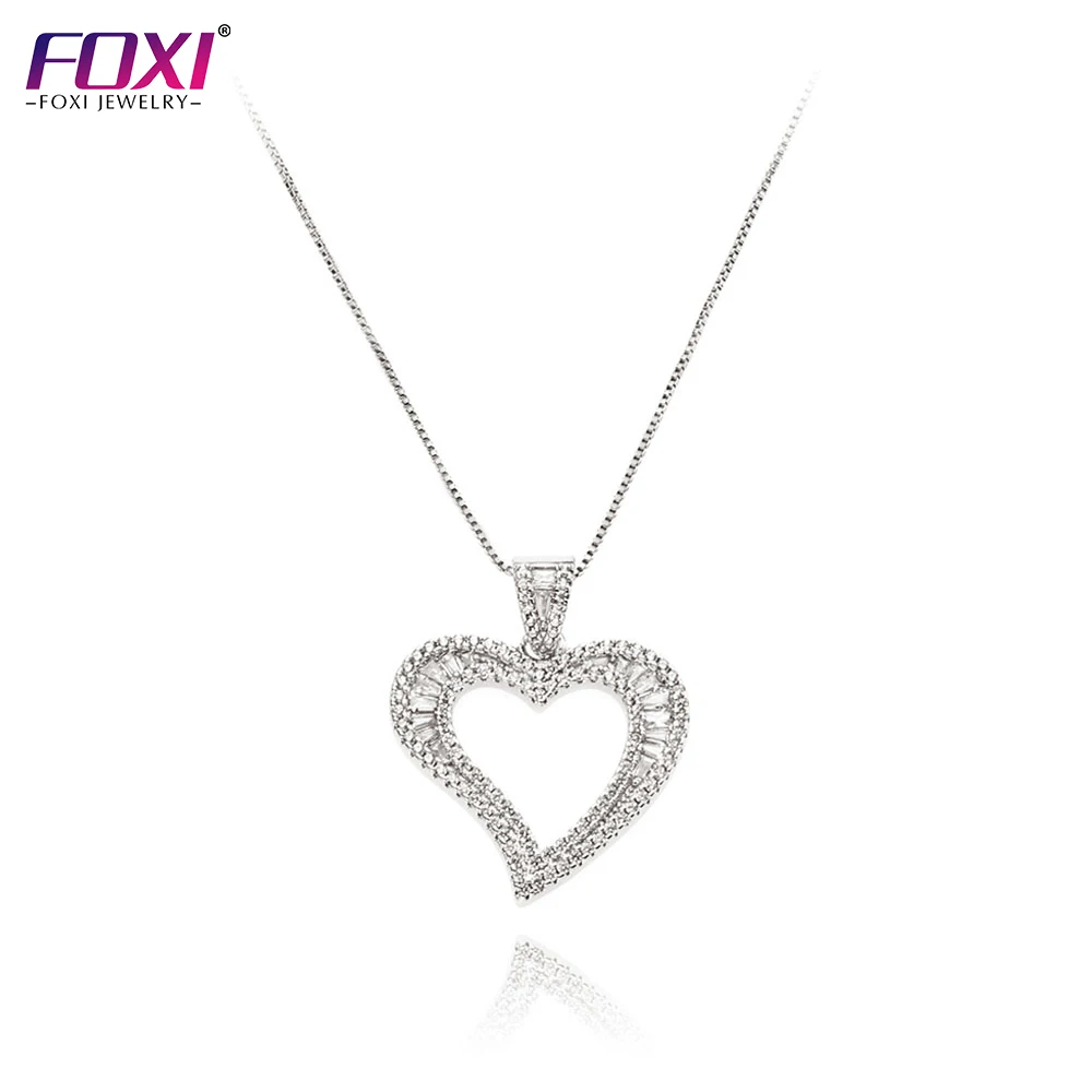 

Iced out silver plated cursive heart pendant necklace for women