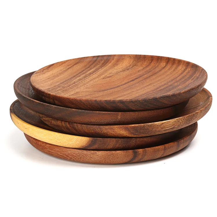 
High Quality Wholesale Round Acacia Wooden Plate 