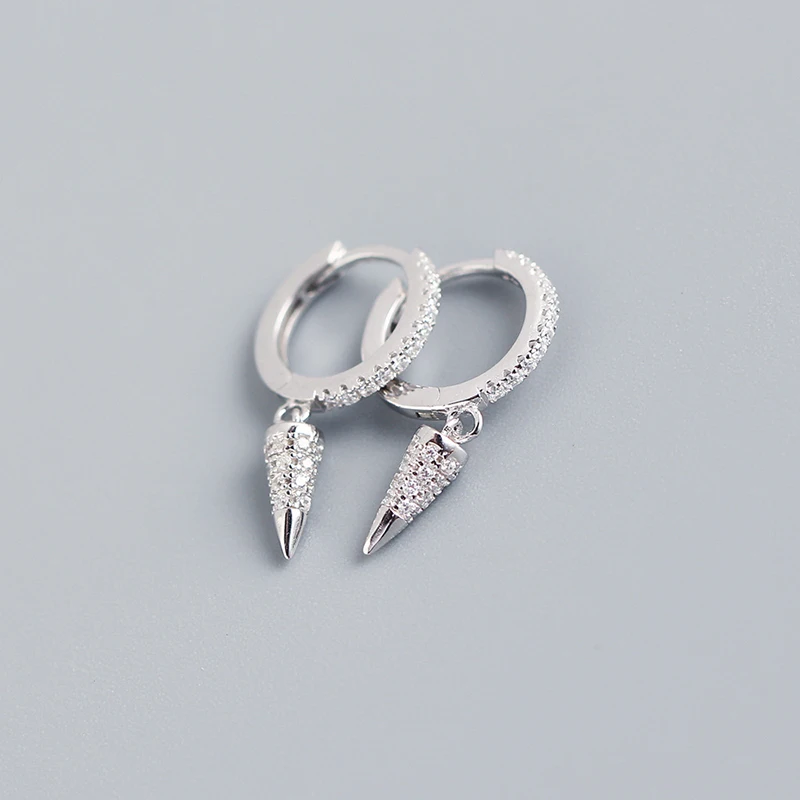 

VIVILADY gold plated hot selling 925 sterling silver geometric cone diamond French style zircon hoop earrings for women