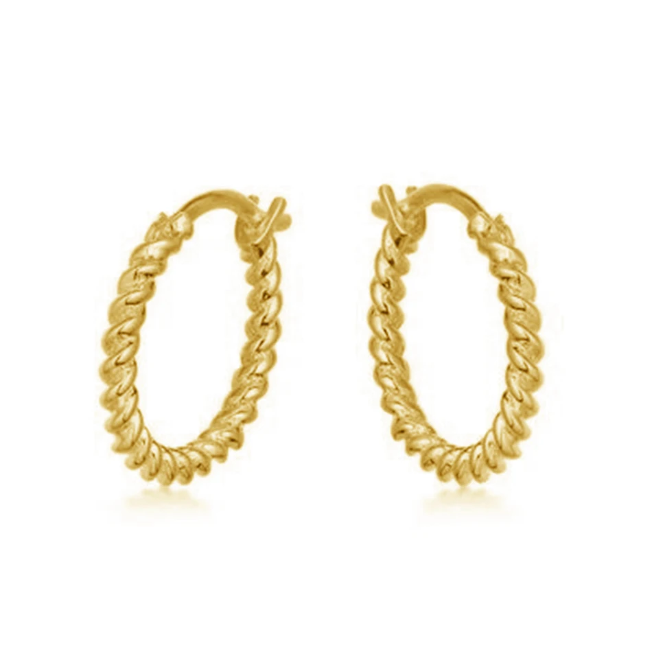 

Women Jewelry 18K Gold Plated 925 Sterling Silver Fashion Earring gold mini helical hoops Earrings For Gift