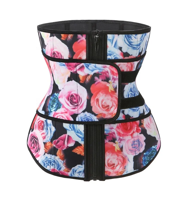 

New fashion custom logo workout rose spandex waist trainer private label waist trainers with zip
