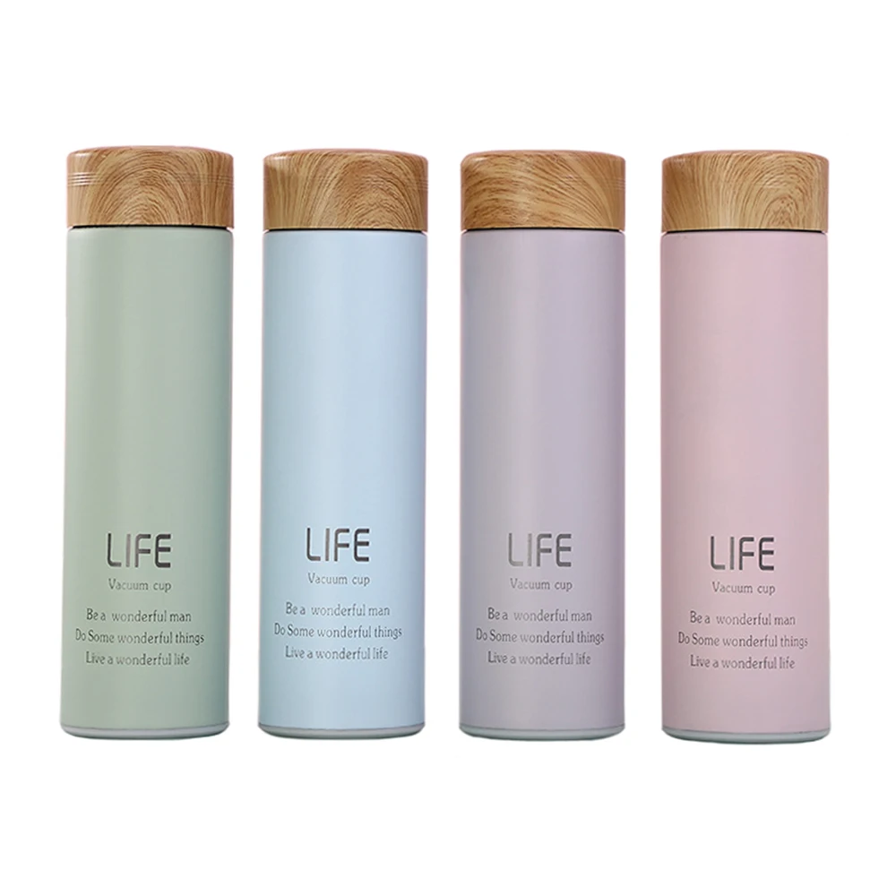 

Wholesale Stainless Steel Double Wall Tumbler Vacuum Flask with Wooden Grain Lid Thermos Bottle Thermal Life Cup, Blue, green, pink, purple