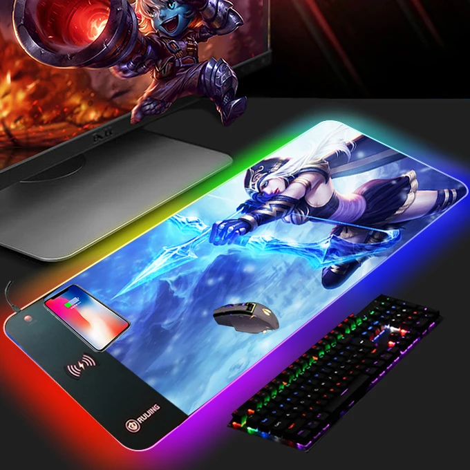 

customize LOGO Larger Gaming 15W RGB wireless charging mouse pad, Customized color