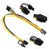 6Pin to Dual 8Pin( 6+2pin )CPU PCI-E PCIe Express Graphics Card Power Cable Supply Y Splitter Cable Cord 18AWG Wire 40cm+20cm