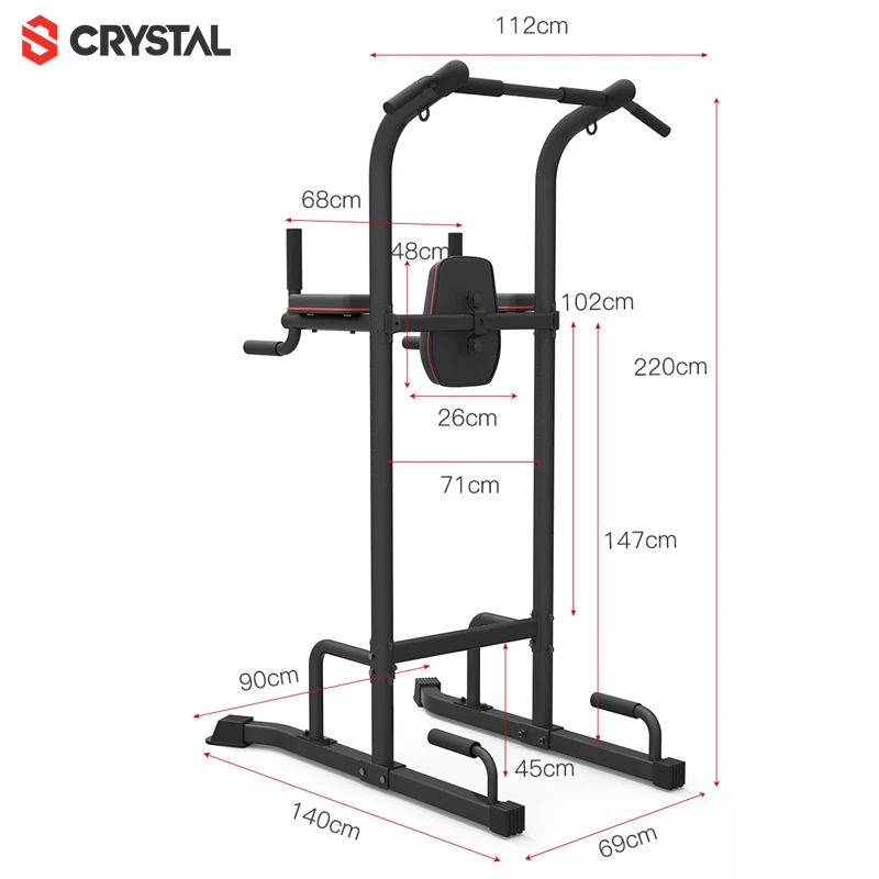 

SJ-700 Home Gym Equipment Weight Lifting Adjustable Pull Up Bar Power Tower Workout, Black