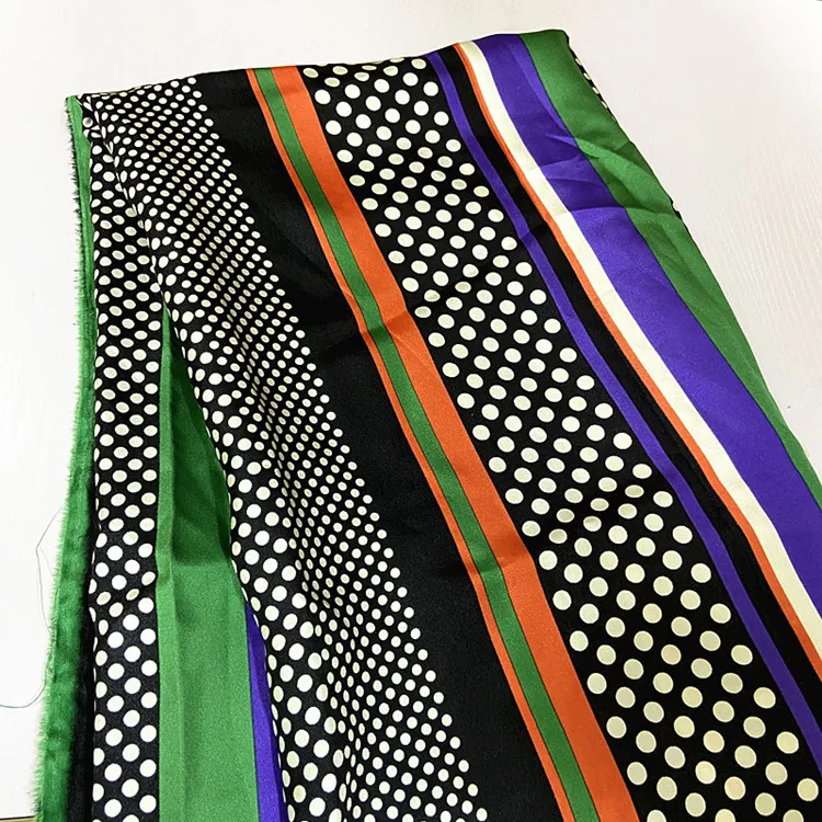 
dot print pure silk 14mm 114cm twill silk fabric for custom scarf garment  (62439101318)