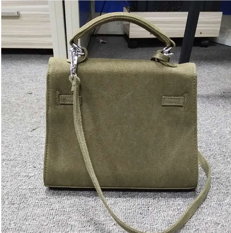 

Drop Shipping Olive Black Cotton Women Canvas Shoulder Bag Luxury Ladies Handbags in Burlap With Silver Turnlock Wholesale, Black,olive