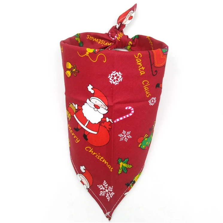 

Wholesale High Quality Christmas 100% Cotton Triangle Pet Dog Bandana, Mix color