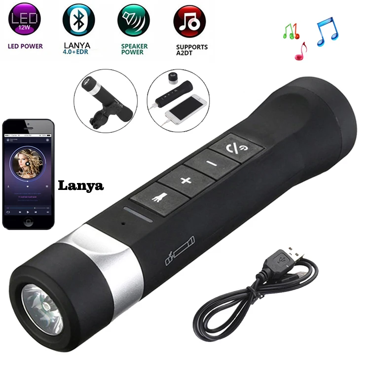 

Riding Cycling Multi-function Music Torch Wireless Portable LanYa Speaker With Fm Radio Sd Mp3 Charger Power Bank Flashlight, Black / brown / gold