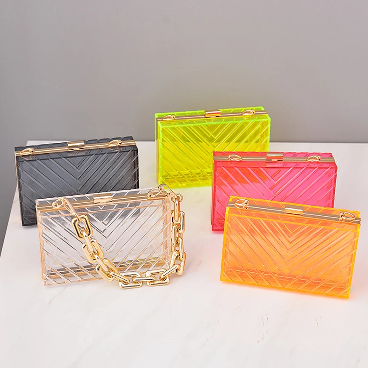 

Branded Designer Clutch Bags Transparent Acrylic Jelly Purses and Handbags for Women Luxury, Orange/rose red/clear/green/grey