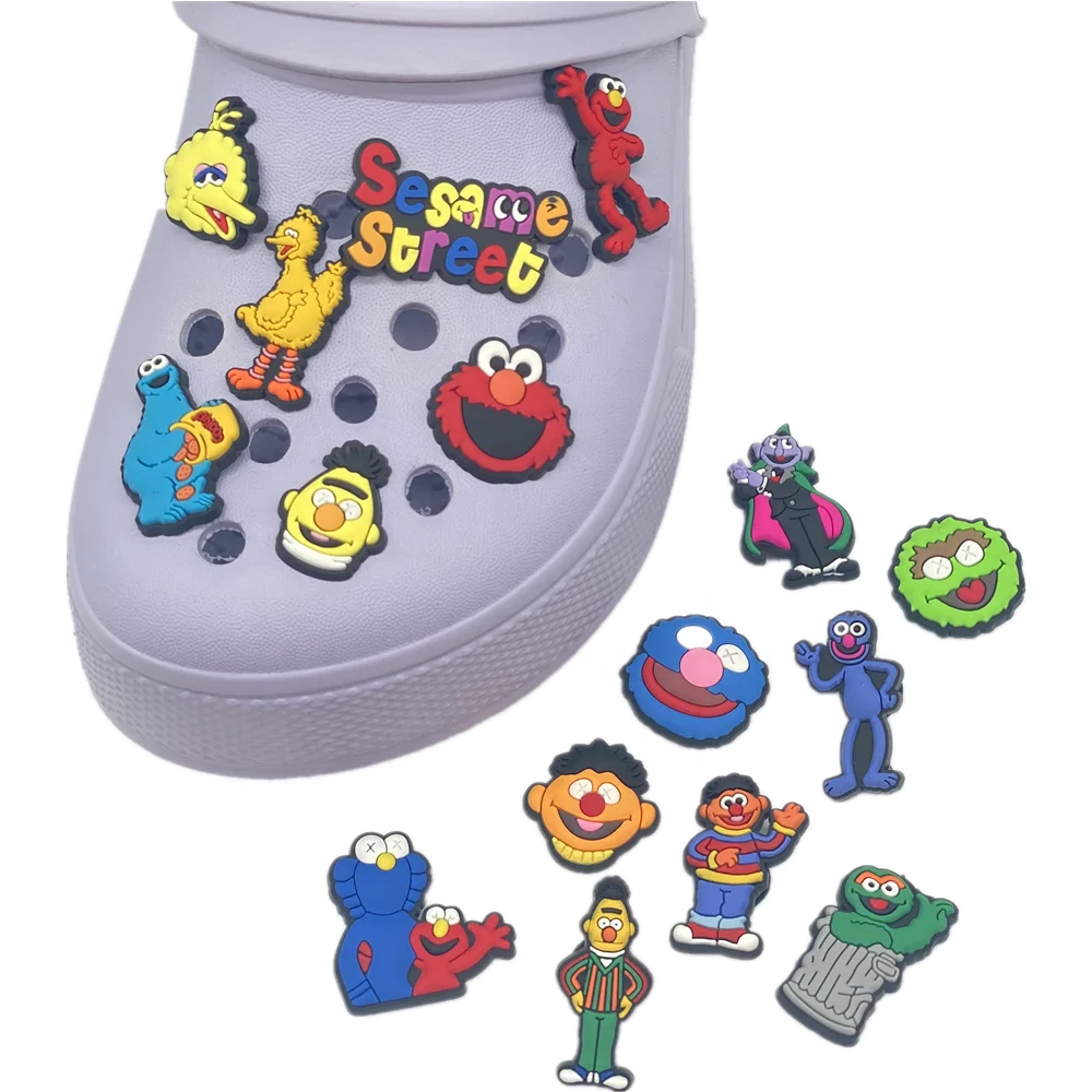 

Sesame street New style Soft PVC shoe lace charms Clog shoe decorations for shoe accessories bracelets