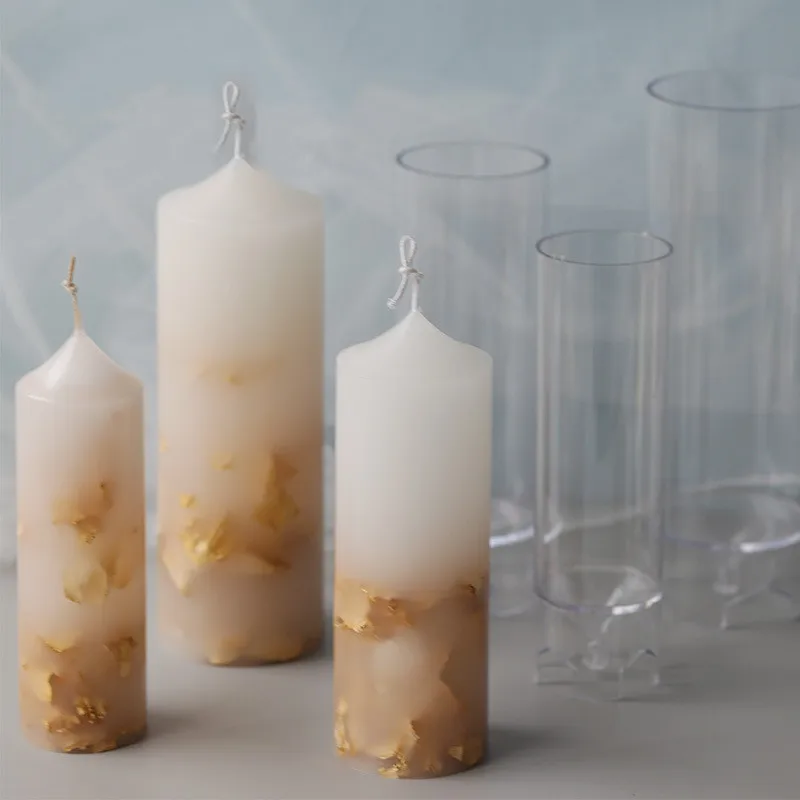 

FO250 DIY candle plastic mold pointed cylindrical art oil painting gradient color aroma candle mold, Transparent