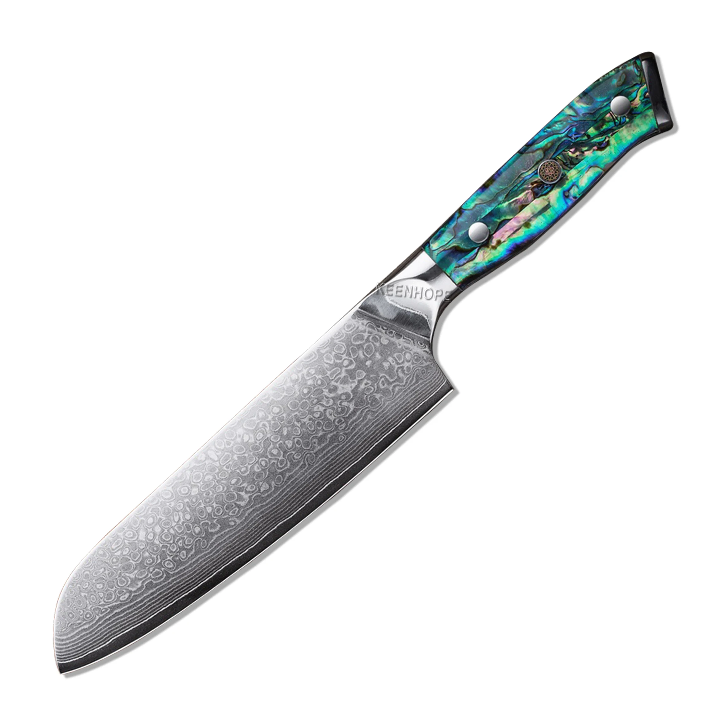 

7 inch Santoku Knife Damascus Kitchen Knife 67 Layers Damascus Steel with Abalone Shell Handle