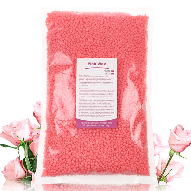 

New Wholesale 1KG Rose Paperless Painless Hot Film Pink Hair Removal hard Wax for Depilation, 16colors