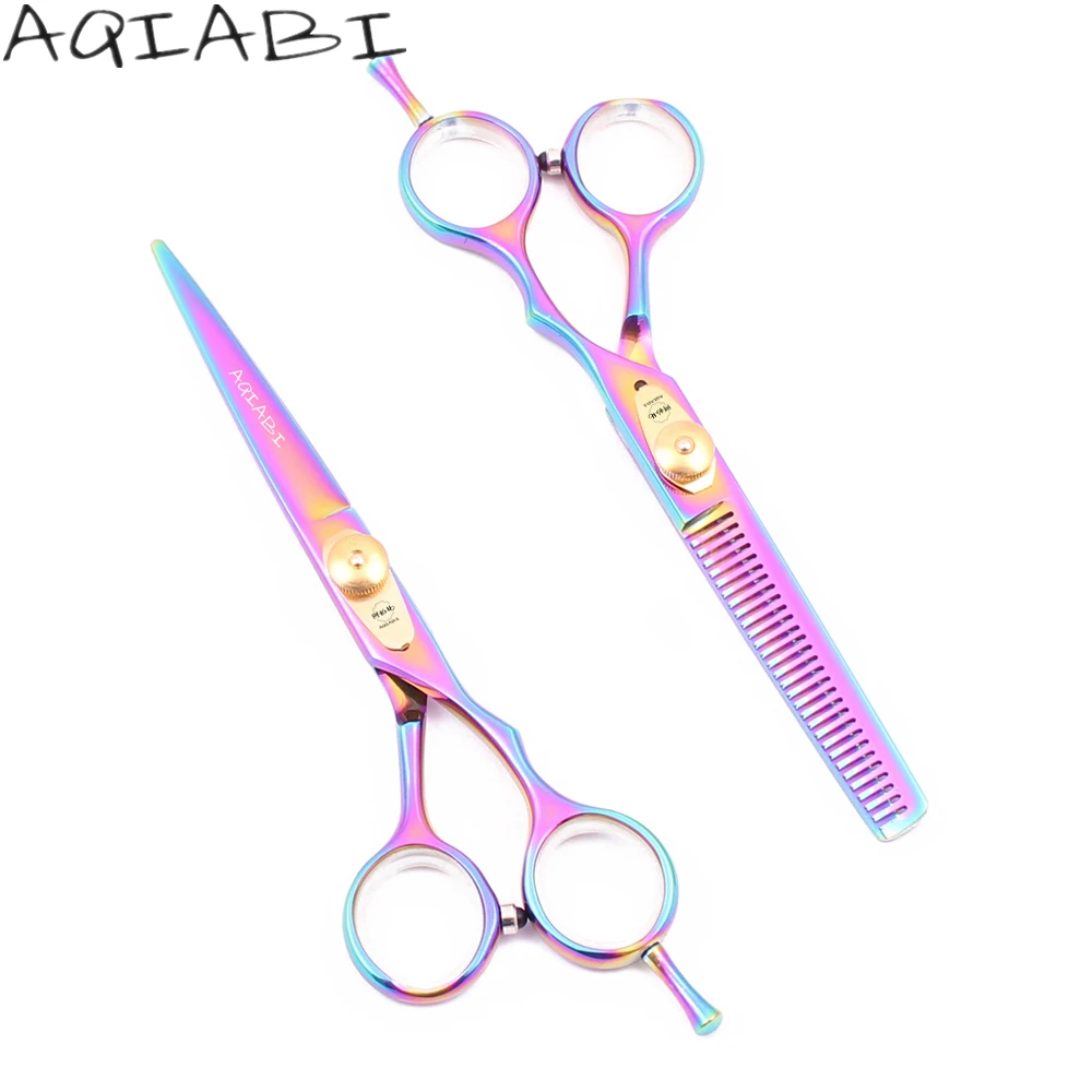 

Hair Cutting Scissors 5.5'' 6" AQIABI Brand JP Steel Hair Scissors Thinning Shears Barber Scissors Multi-color A1020N, Gold