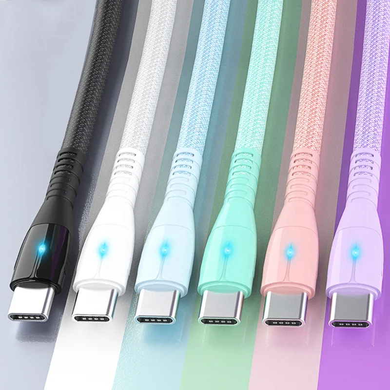 

Wholesale Price 1M 2M 3A Nylon Braided Type C Charging USB-C Fast Charging Data Cable For Samsung For iphone apple, Purple,blue,green,pink,black,white