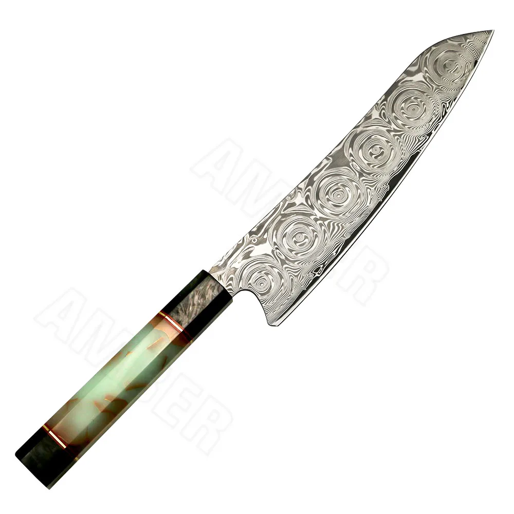 

Big Rose Pattern 67 layers Japanese Damascus steel kitchen chef knife with Fluorescent Handle