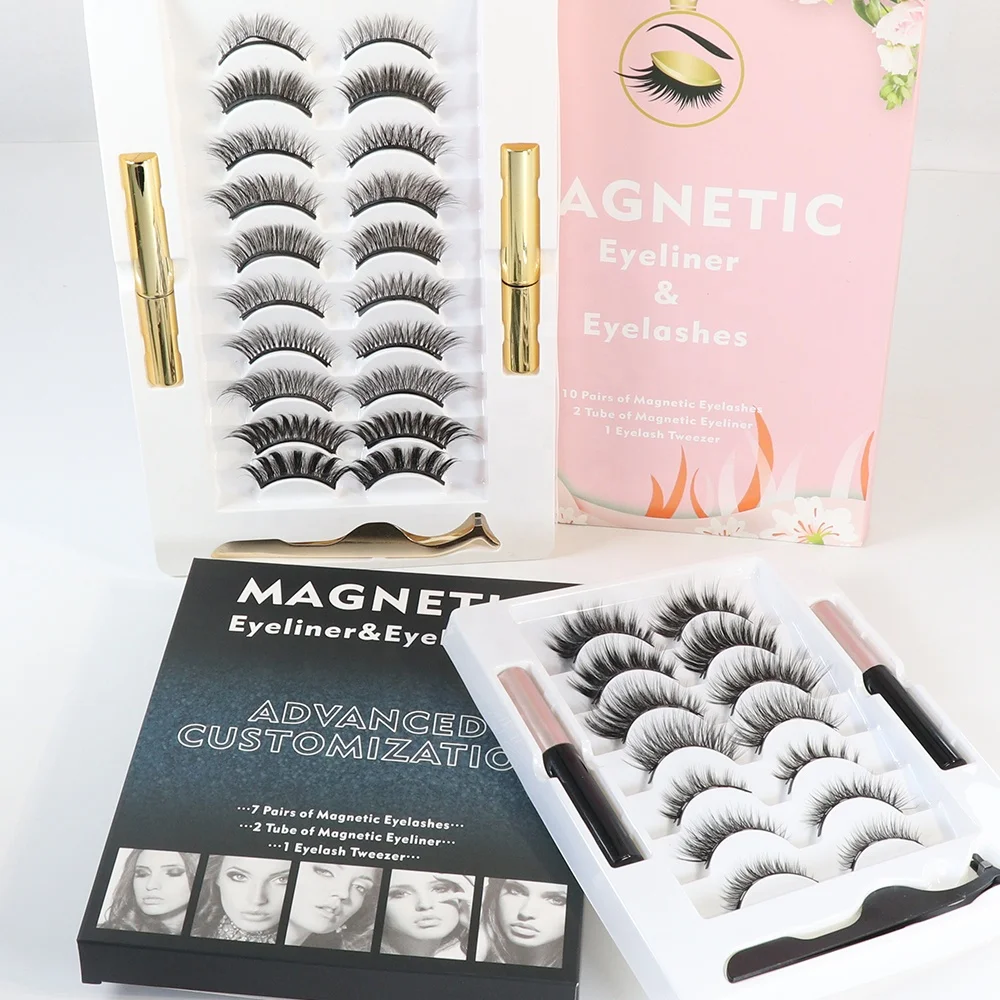 

factory wholesale glue free invisible magnetic eyelashes set 25 mm 3d mink eyelash with magnetic box