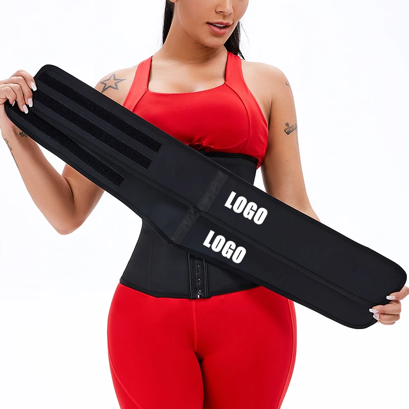 

Custom logo Latex Removable Tummy Control Trimmer Double Belt Body Shaper Women Slimming Waist Trainer