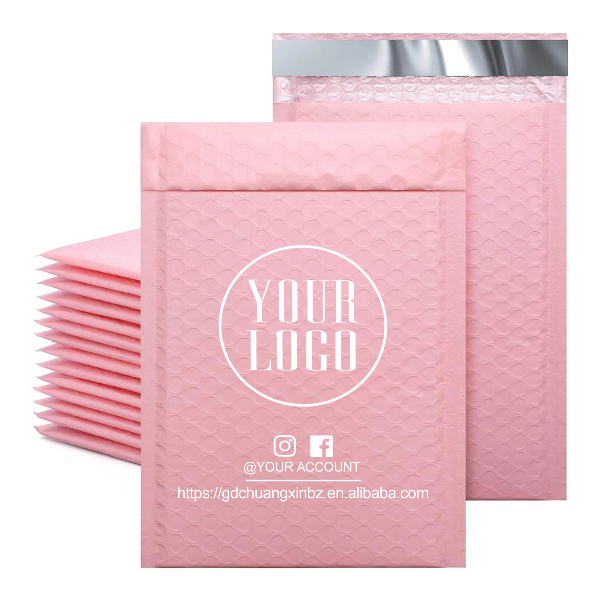

GDCX Small Pink Padded Envelope Bubble Mailers Custom Logo Pink Shipping Bags Bubble Mailers Light Pink Bubble Polymailers